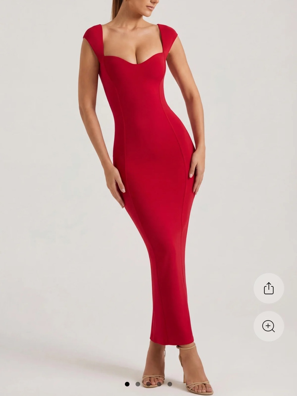 Oh Polly Red Fitted Maxi Dress with Sweetheart Neckline